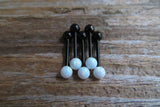 14G Black Ion Plated White Opal Surgical Steel Nipple Tongue Ring Barbell 14G (1.6mm) Piercing