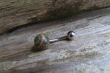 Custom Lengths 8mm Leopard Skin Jasper Natural Stone Belly Ring 14g (1.6mm) Piercing Gold Rose Gold