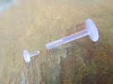 Set of Two 16G Clear Hide Piercing Bioflex Labret Cartilage Tragus Retainer Piercings Lot of 2 16G (1.2mm)