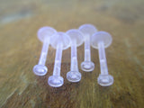 Set of Two 16G Clear Hide Piercing Bioflex Labret Cartilage Tragus Retainer Piercings Lot of 2 16G (1.2mm)