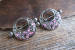 Silver Butterfly Flower Pink Crystal Gems 14G or 16G Feminine Nipple Shields Pair Set