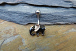 Black & Gold Petite Cute Enamel Lucky Elephant Belly Ring 14g (1.6mm) Piercing