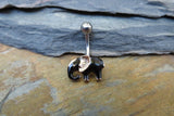 Black & Gold Petite Cute Enamel Lucky Elephant Belly Ring 14g (1.6mm) Piercing