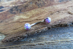 16G 14G Blue Fire Opal Pronged Belly Ring VCH Ring 100% Surgical Steel 14g (1.6mm) Piercing Custom Lengths