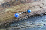 16G 14G Blue Fire Opal Pronged Belly Ring VCH Ring 100% Surgical Steel 14g (1.6mm) Piercing Custom Lengths