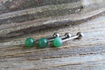 Green Dragon Vein Agate Titanium Ti6Al4V ELI Implant Grade Natural Stone Barbell Tongue Ring 14g (1.6mm) Piercing