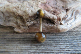 Gold Ion Plated Tiger Eye Natural Stone Belly Ring 14G (1.6mm) VCH Piercing Balls 8mm 10mm 11mm 12mm Lengths