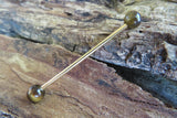 Tiger Eye 14G Gold Industrial Surgical Steel Barbell Piercing 14G (1.6mm) 32mm 35mm 38mm