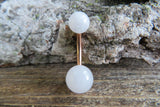 Rose Quartz Natural Stone Belly Ring 14G (1.6mm) VCH Piercing 6mm & 8mm Balls 8mm 10mm 11mm 12mm Lengths