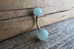 Green Aventurine Natural Stone Belly Ring 14G (1.6mm) VCH Piercing 6mm & 8mm Stone Balls 8mm 10mm 11mm 12mm Lengths