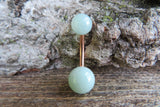 Green Aventurine Natural Stone Belly Ring 14G (1.6mm) VCH Piercing 6mm & 8mm Stone Balls 8mm 10mm 11mm 12mm Lengths