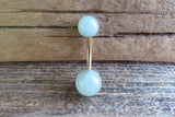 Gold Green Aventurine Natural Stone Belly Ring 14G (1.6mm) VCH Piercing 8mm 10mm 11mm 12mm Lengths