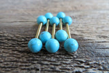 Gold Titanium Ion Plated Turquoise Howlite Natural Stone Barbell Nipple Ring Tongue Ring 14g (1.6mm) Piercing