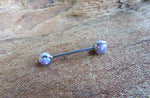 16G Purple 3mm 4mm Opal Pronged Surgical Steel Internally Threaded Nipple Barbell Cartilage 16G (1.2mm) Piercing