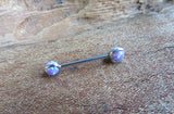 16G Purple 3mm 4mm Opal Pronged Surgical Steel Internally Threaded Nipple Barbell Cartilage 16G (1.2mm) Piercing