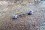 16G Purple 3mm 4mm Opal Pronged Surgical Steel Internally Threaded Nipple Barbell Cartilage 16G (1.2mm) Piercing