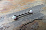 16G Blue 3mm 4mm Opal Pronged Surgical Steel Internally Threaded Nipple Barbell Cartilage 16G (1.2mm) Piercing