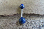 Custom Lengths Lapis Lazuli Natural Stone Belly Ring 14g (1.6mm) VCH Piercing Black Obsidian 8mm 10mm 12mm