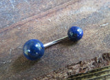 Custom Lengths Lapis Lazuli Natural Stone Belly Ring 14g (1.6mm) VCH Piercing Black Obsidian 8mm 10mm 12mm