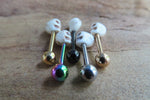 Set of 2 Gold IP Natural Howlite Skull Surgical Steel Barbell Nipple Piercings 14G (1.6mm) Pair of Two