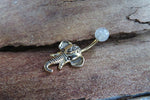 Rutile Quartz Natural Stone Elephant Ganesh Belly Ring Piercing 14g (1.6mm) Piercing