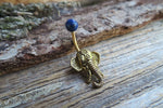 Lapis Lazuli Natural Stone Elephant Ganesh Belly Ring Piercing 14g (1.6mm) Piercing