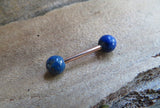 Rose Gold Titanium Ion Plated Lapis Lazuli Natural Stone Barbell Nipple Ring Tongue Ring 14g (1.6mm) Piercing