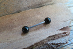 Custom Lengths Black Obsidian Natural Stone Barbell Nipple Ring Tongue Ring 14g (1.6mm) Piercing