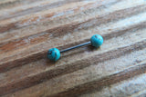 16G Turquoise Howlite 4mm Natural Stone Internally Threaded Surgical Steel Barbell Nipple Ring Cartilage Tragus Helix 16G (1.2mm) Piercing