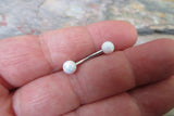 Custom Lengths White Opal Belly Ring Christina VCH 14G (1.6mm) Piercing