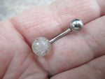 Custom Lengths 8mm Rutile Quartz Natural Stone Belly Ring 14g (1.6mm) Piercing Gold Rose Gold