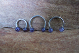 16G Lapis Lazuli Natural Stone Horseshoe Septum Lip Ring Internally Threaded Surgical Steel Barbell Piercing 8mm 10mm 12mm