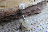 Black IP Rutile Quartz Natural Stone Belly Ring 14g (1.6mm) VCH Piercing 8mm 10mm