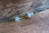 Gold Rutile Quartz Natural Stone Belly Ring 14g (1.6mm) VCH Piercing 8mm 10mm 11mm 12mm Lengths