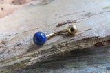 Lapis Lazuli Gold Ion Plated Petite Natural Stone Belly Ring 14g (1.6mm) VCH Piercing