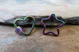 Silver Set of Two 100% Surgical Steel Heart & Star Daith 16G (1.2mm) Piercing Left or Right Lot of 2