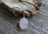 Rose Quartz Natural Oval Stone with Matching Stone Top Belly Ring 14G (1.6mm) Piercing