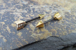 Set of 2 Arrow Gold & Black Ion Plated 14G Surgical Steel Barbell Nipple Piercing 14G (1.6mm) Full Pair