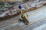 Amethyst Natural Stone Elephant Ganesh Belly Ring Piercing 14g (1.6mm) Piercing