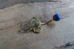 Lapis Lazuli Natural Stone Elephant Ganesh Belly Ring Piercing 14g (1.6mm) Piercing