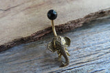 Rutile Quartz Natural Stone Elephant Ganesh Belly Ring Piercing 14g (1.6mm) Piercing