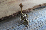 Black Obsidian Natural Stone Elephant Ganesh Belly Ring Piercing 14g (1.6mm) Piercing