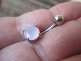 Rose Quartz Petite Natural Stone Belly Ring 14G (1.6mm) Piercing