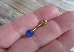 Lapis Lazuli Gold Ion Plated Petite Natural Stone Belly Ring 14g (1.6mm) VCH Piercing