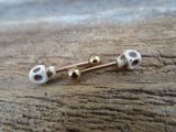 Set of 2 Rose Gold IP Natural Howlite Skull Surgical Steel Barbell Nipple Piercings 14G (1.6mm) Pair of Two