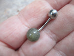 Custom Lengths 8mm Labradorite Natural Stone Belly Ring 14g (1.6mm) Piercing Gold Rose Gold