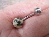 Custom Lengths 8mm Dalmatian Jasper Natural Stone Belly Ring 14g (1.6mm) Piercing Gold Rose Gold