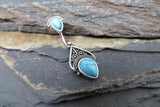 Bohemian Turquoise Howlite Belly Ring 14g (1.6mm) Piercing