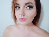 Silver IP Five Crystal Gems Faux Fake Septum Non Piercing