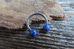 16G Lapis Lazuli Natural Stone Horseshoe Septum Lip Ring Internally Threaded Surgical Steel Barbell Piercing 8mm 10mm 12mm